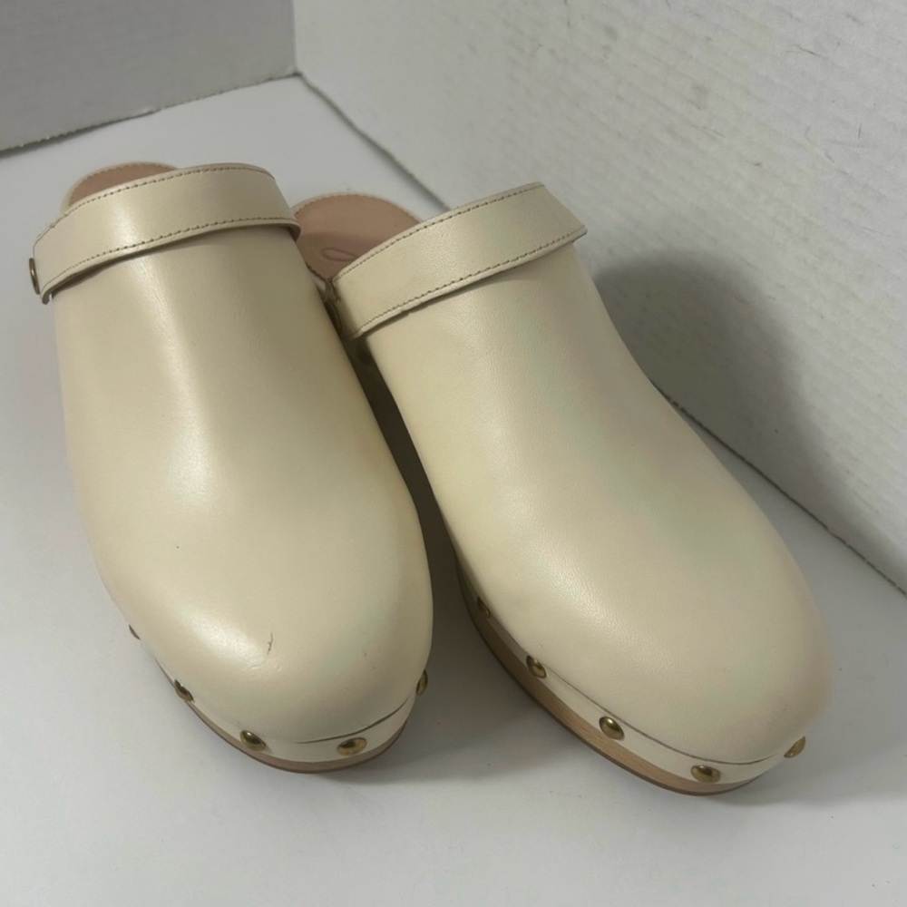 J. Crew Cream Leather Mules